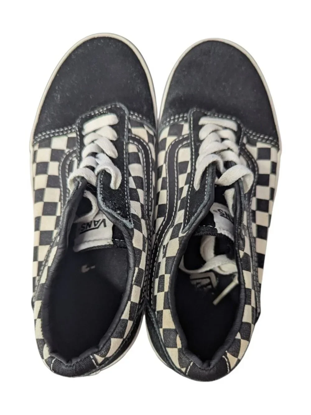 Vans Old Skool Check Sneakers Checkerboard Skater Shoes Youth Size 3.5 Black